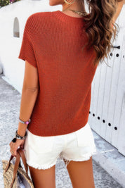 Solid Short Cap Sleeve Ribbed Knit Loose Top | Sweaters Daverri Fashions