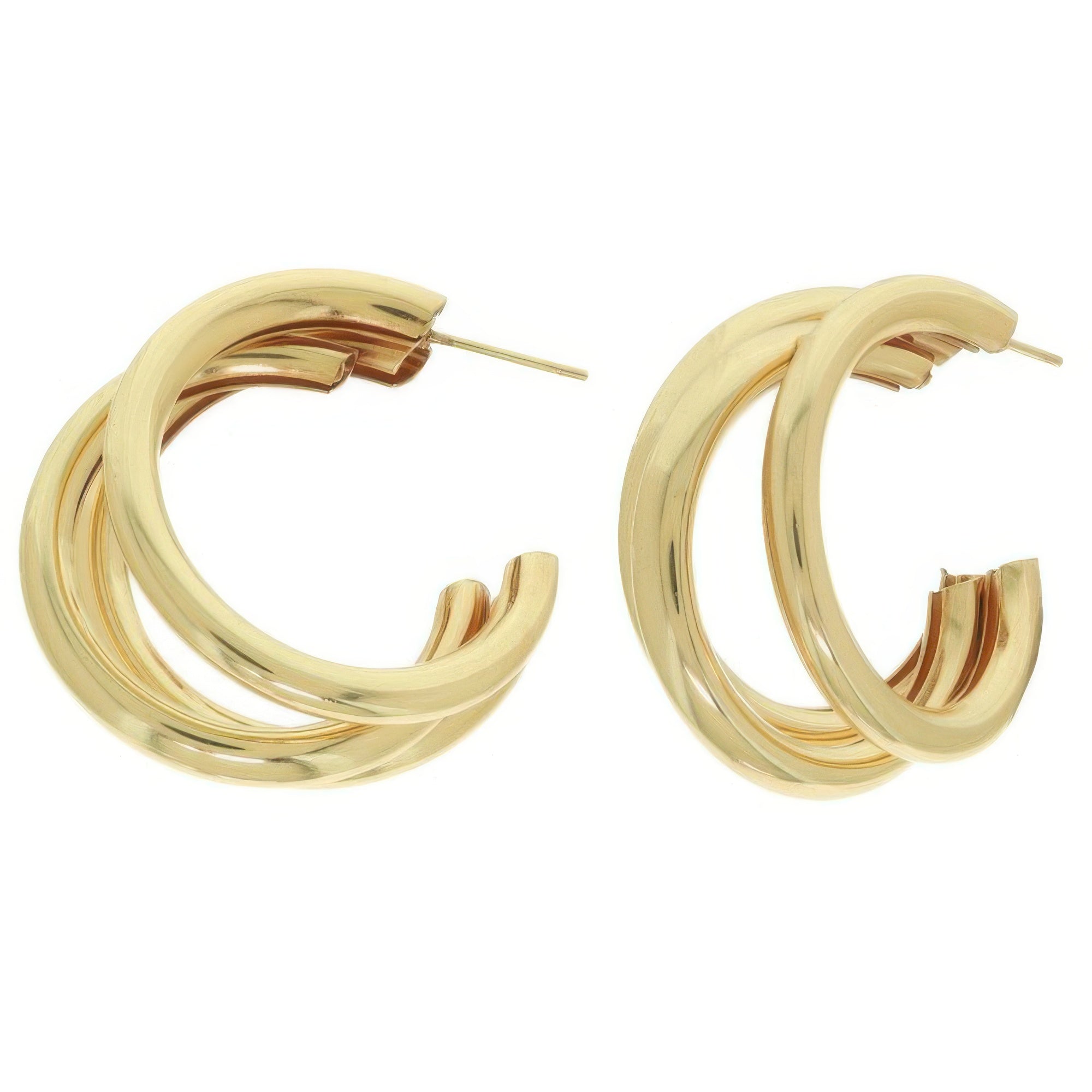 Gold Polished Open Tube Hoop Earrings | Earrings Daverri Fashions