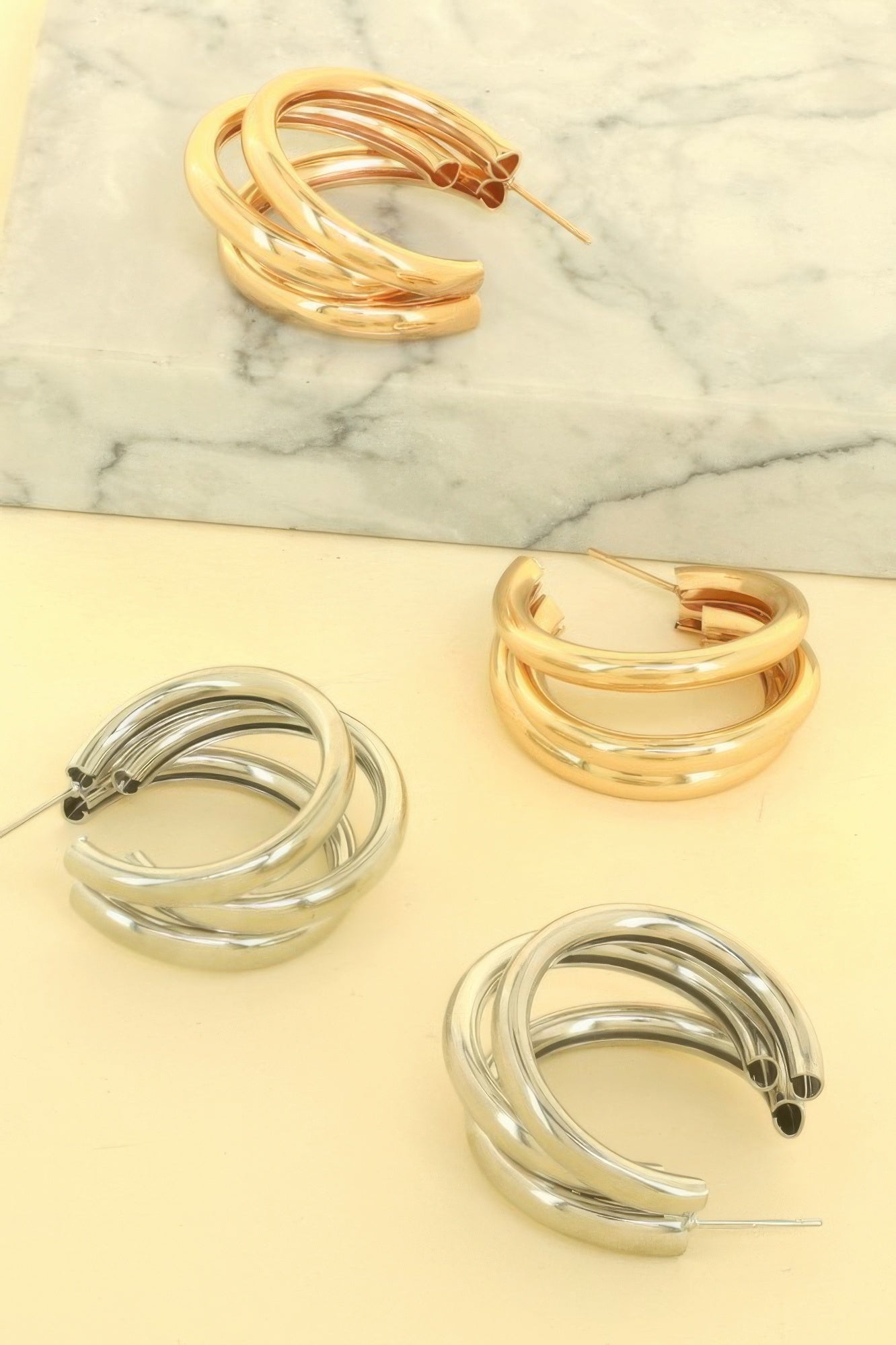Polished Open Tube Hoop Earrings | Earrings Daverri Fashions