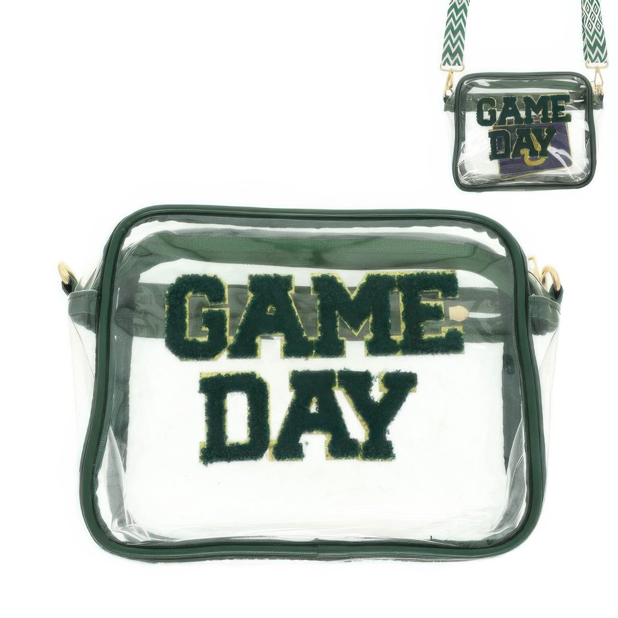 Green Game Day Clear Transparent Crossbody Bag | Daverri Fashions