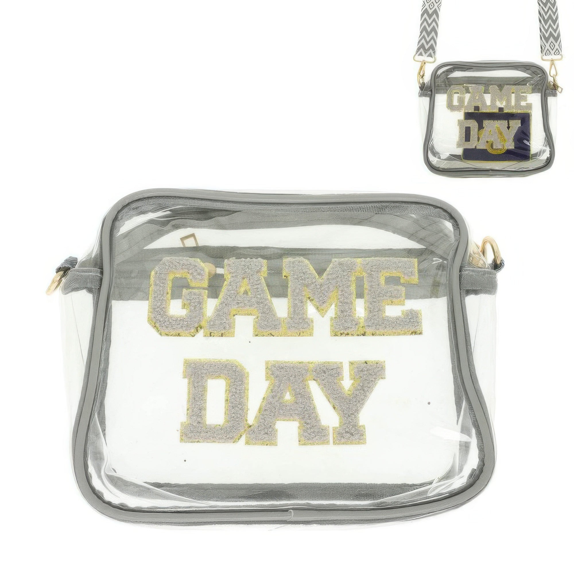 Gray Game Day Clear Transparent Crossbody Bag | Daverri Fashions