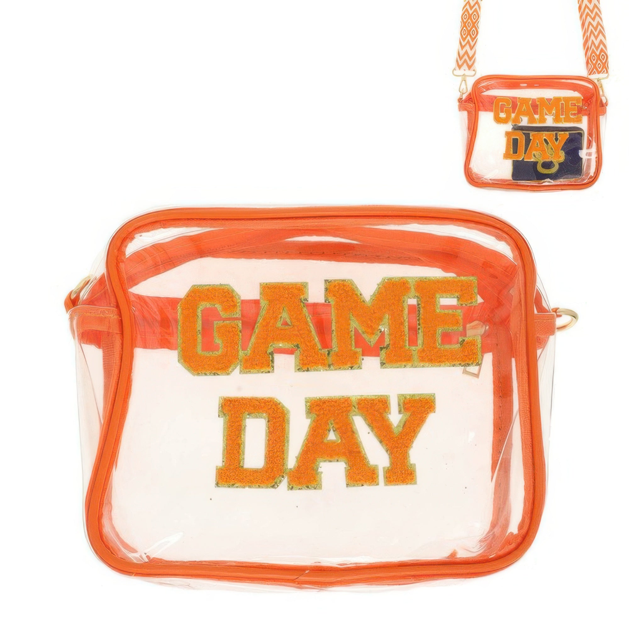 Orange Game Day Clear Transparent Crossbody Bag | Daverri Fashions