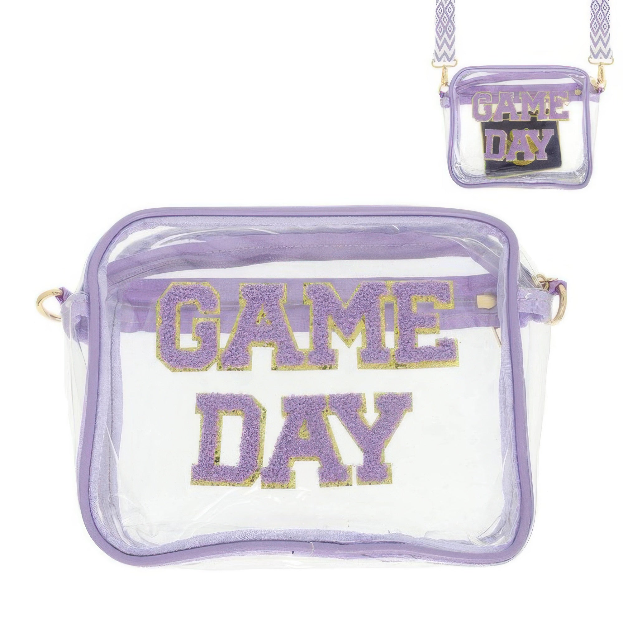 Purple Game Day Clear Transparent Crossbody Bag | Daverri Fashions