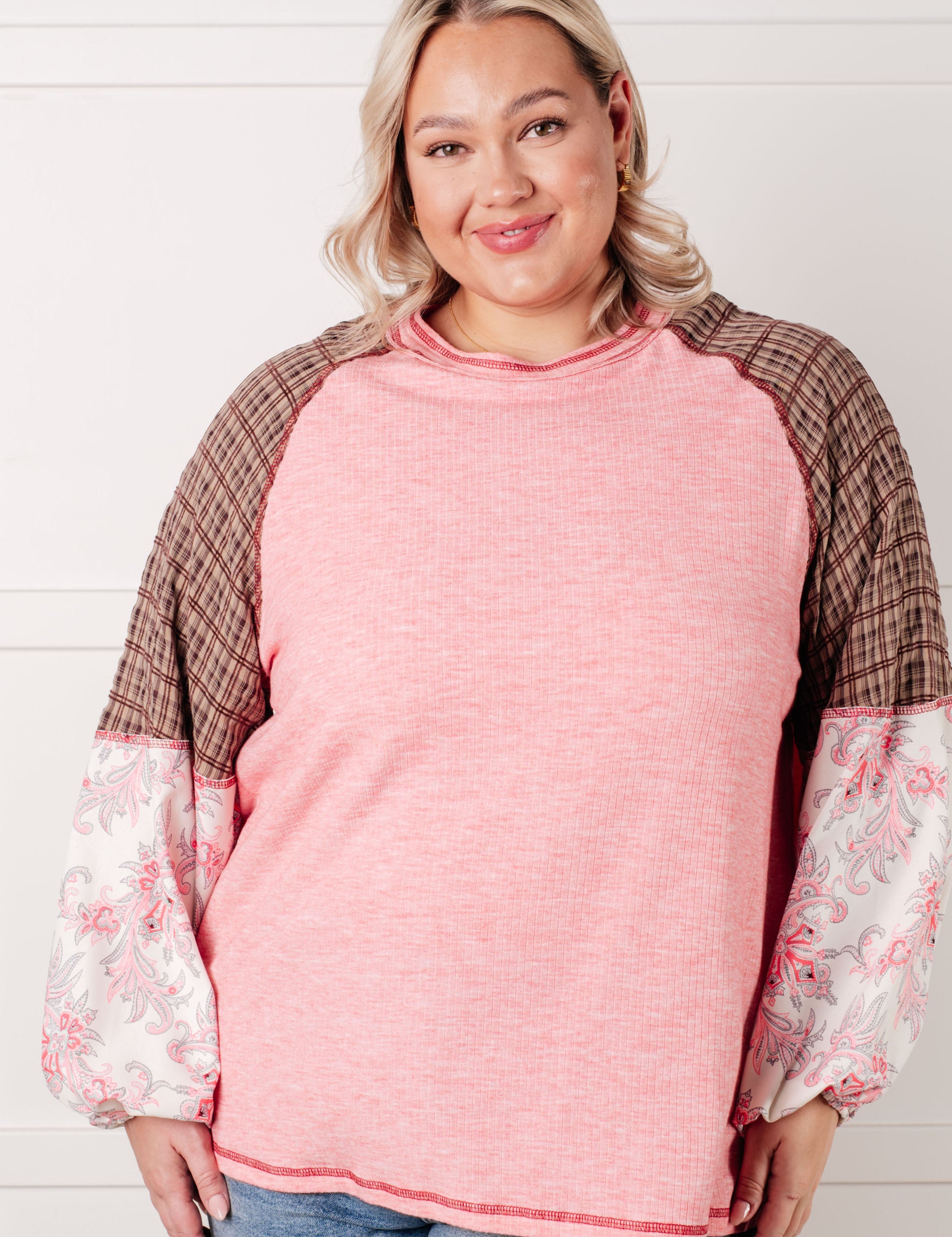 Walk for Miles Floral Color Block Top | Tops Daverri Fashions