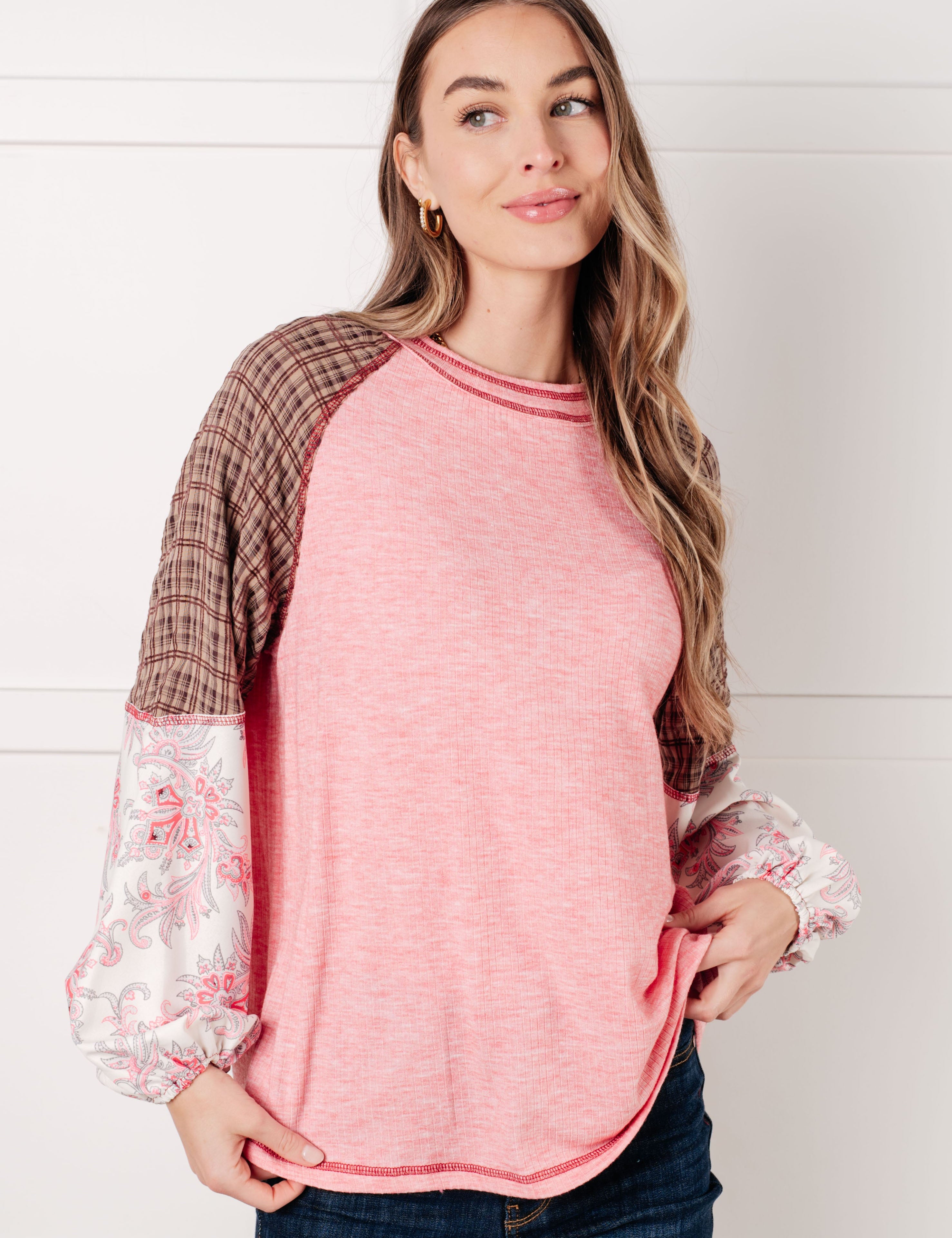 Walk for Miles Floral Color Block Top | Tops Daverri Fashions