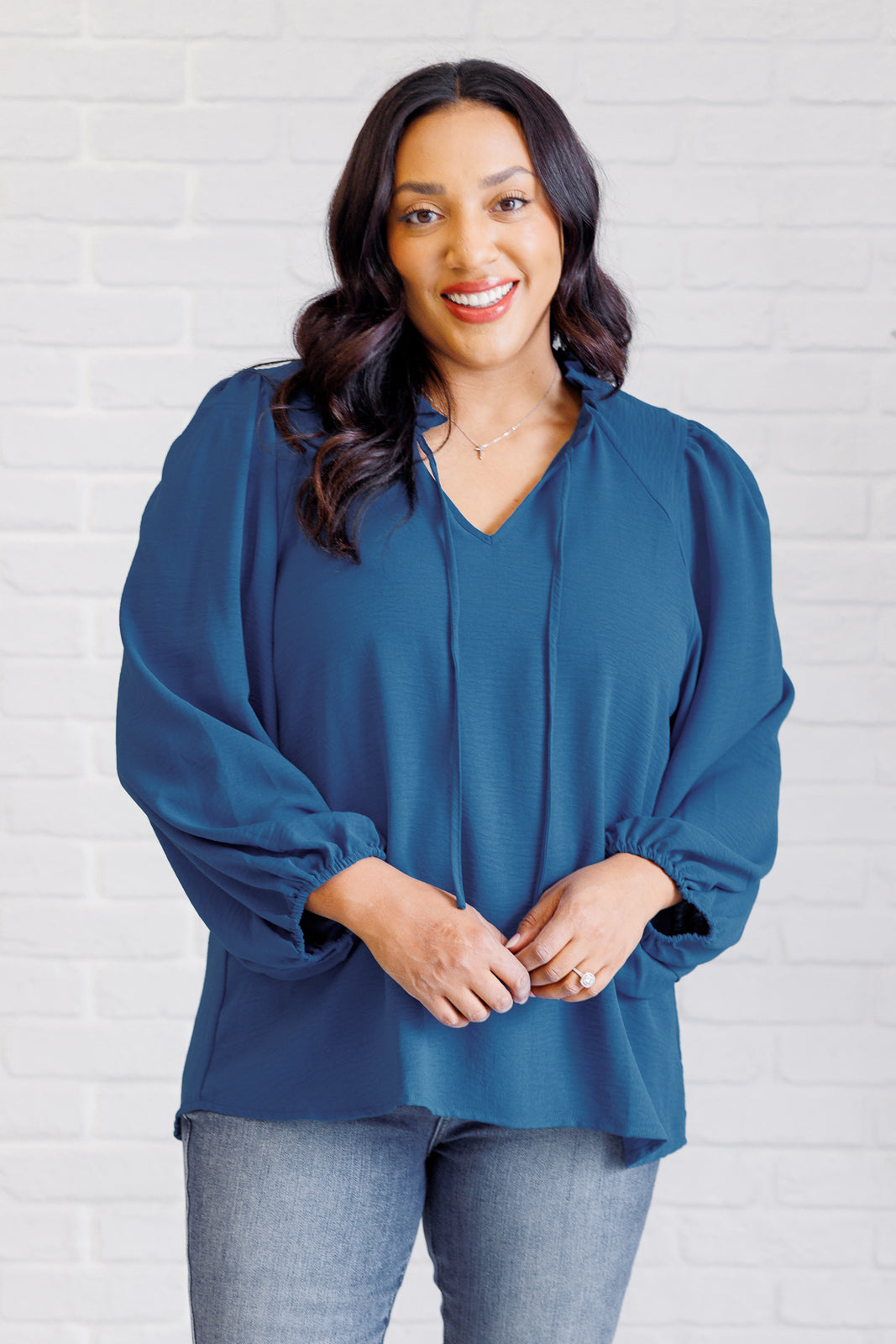 We Believe Keyhole Tie Detail Blouse | Blouses Daverri Fashions
