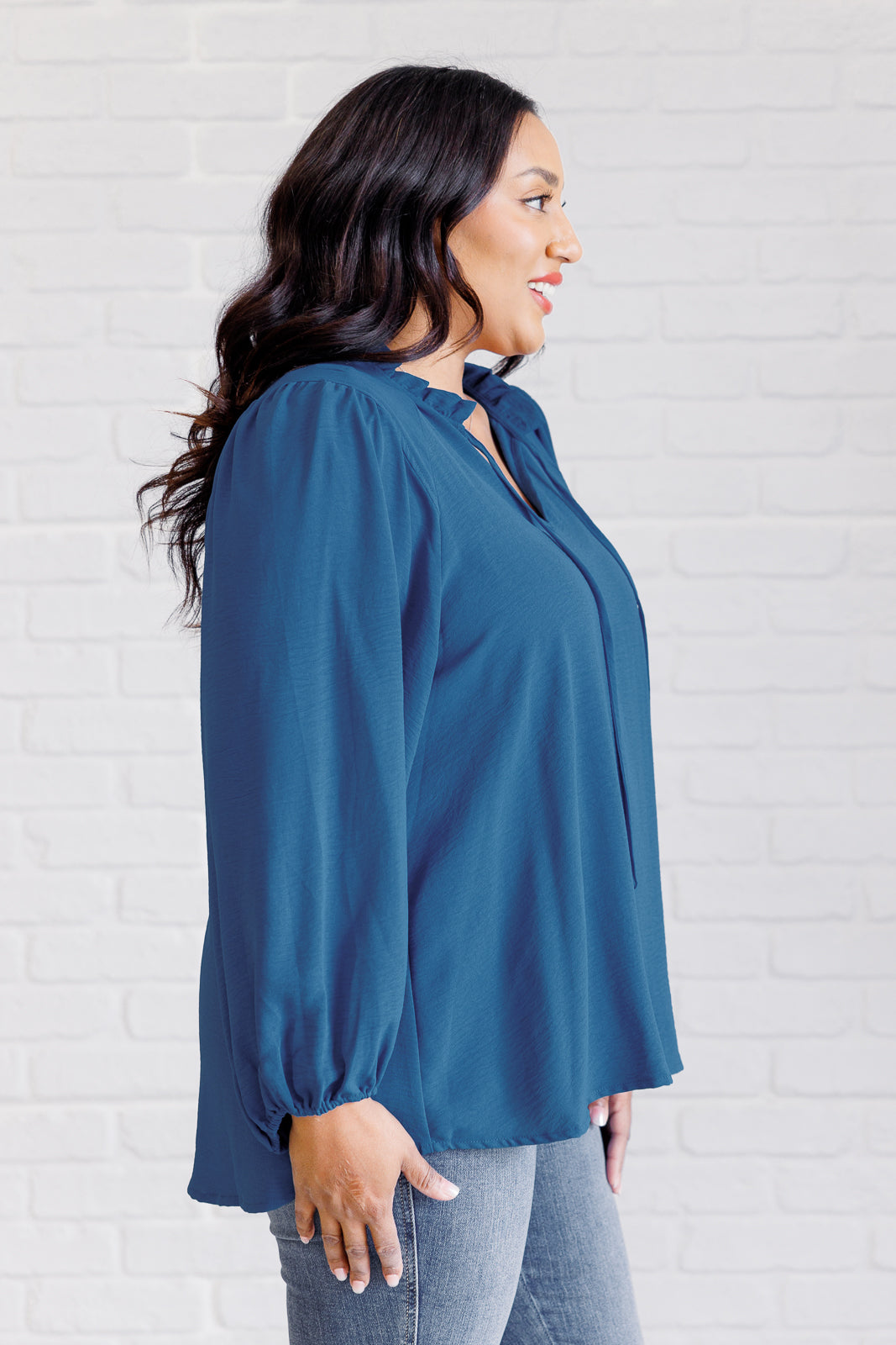 We Believe Keyhole Tie Detail Blouse | Blouses Daverri Fashions