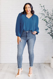 We Believe Keyhole Tie Detail Blouse | Blouses Daverri Fashions