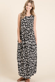 BOMBOM Leopard Maxi Dress with Pockets | Daverri Fashions