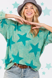 SAGE + FIG Mineral Wash Star Pattern T-Shirt | T-Shirts Daverri Fashions