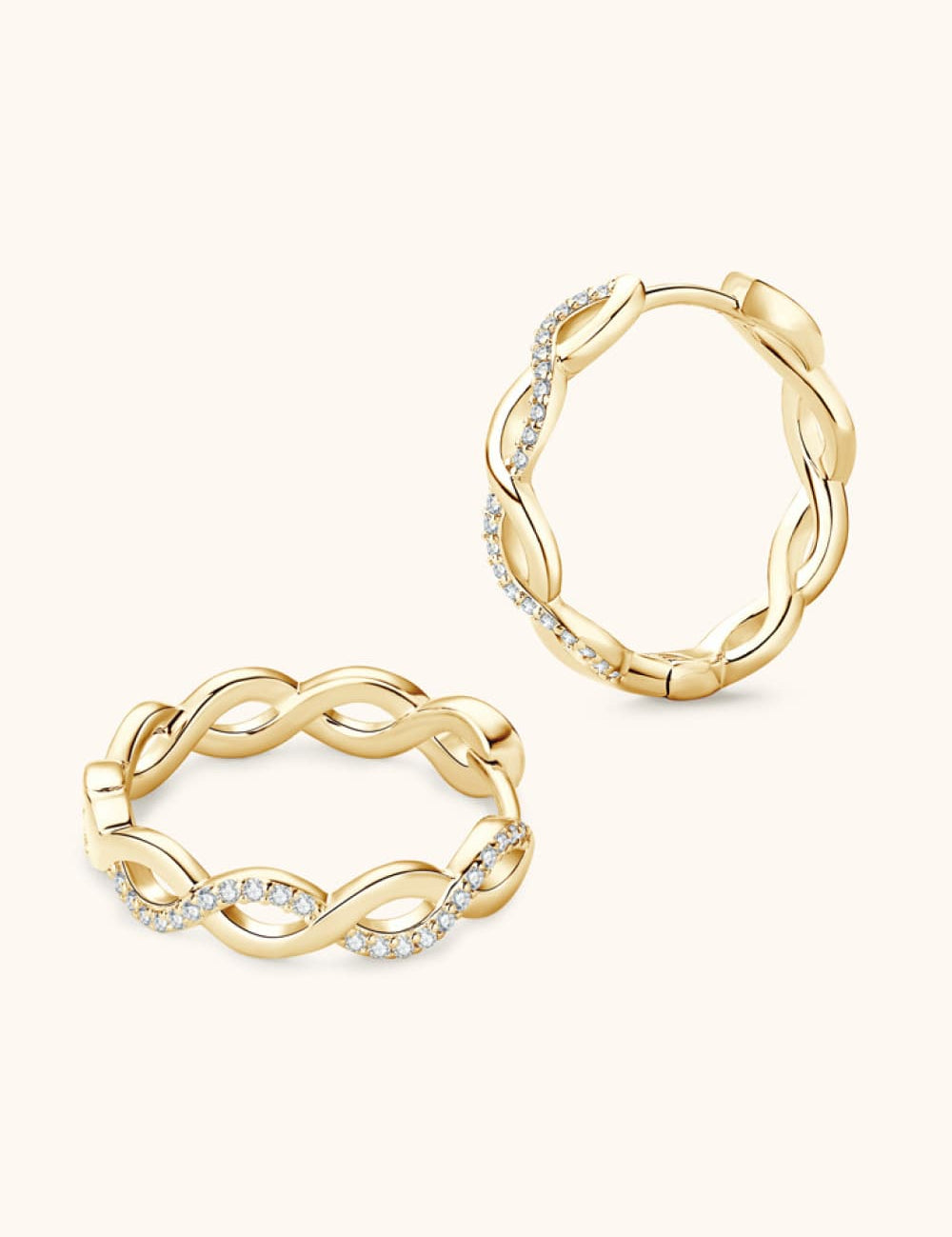 Gold One Size Moissanite Crisscross Hoop Earrings | Earrings Daverri Fashions