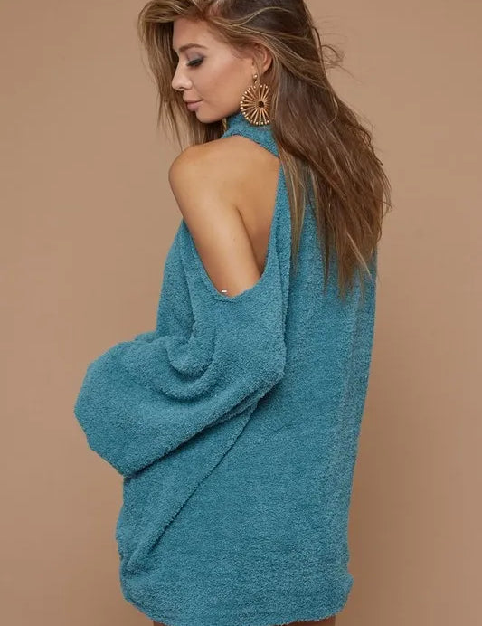 BiBi Belle Sweater Knit Open One Shoulder Turtle Neck | Sweaters Daverri Fashions