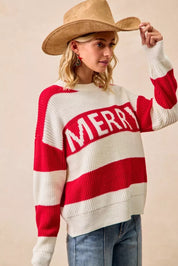 BiBi Christmas Merry Lettering Sweater | Sweaters Daverri Fashions