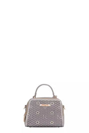 PEWTER One Size Vegan Geometric Pattern Structured Handbag | Handbags Daverri Fashions