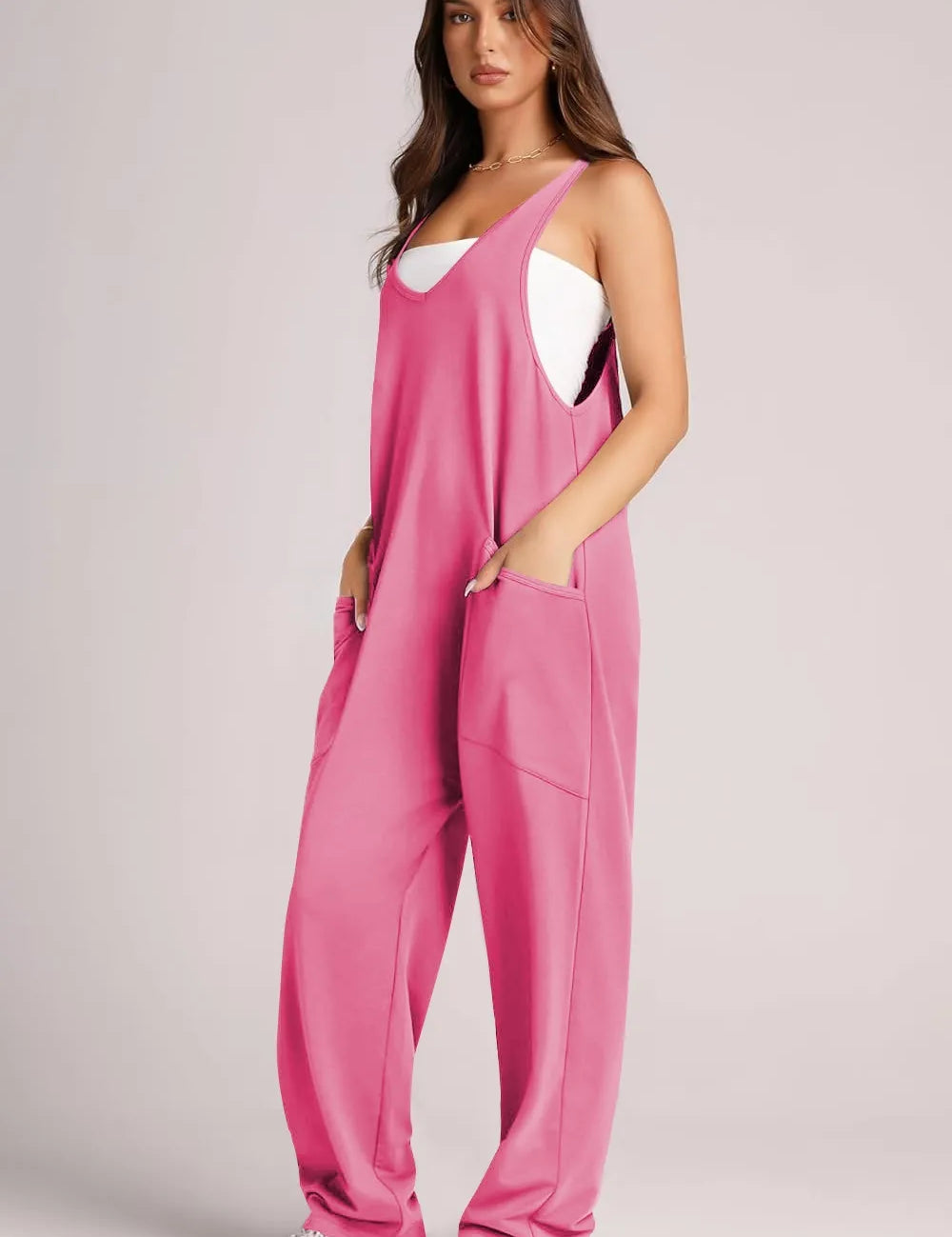 Lovelet Wide Strap Jumpsuit with Pockets | Overalls Daverri Fashions