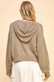 Davi & Dani Drop Shoulder Long Sleeve Hooded Sweater | Sweaters Daverri Fashions