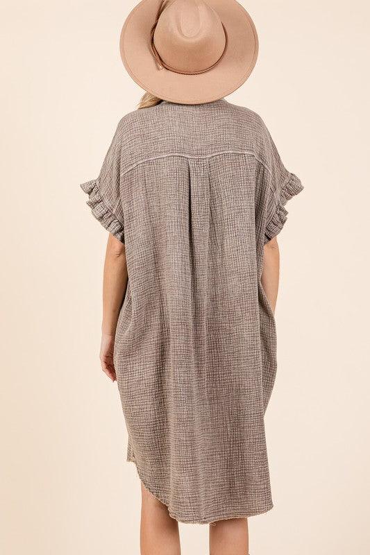 Mittoshop Mineral Wash Cotton Gauze Mini Shirt Dress | Mini Dresses Daverri Fashions