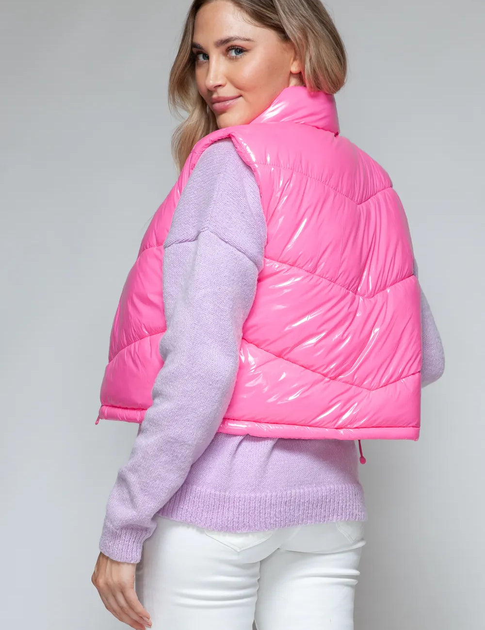 Snobbish Zip Up Turtleneck Shiny Quilted Vest | Vest Jackets Daverri Fashions