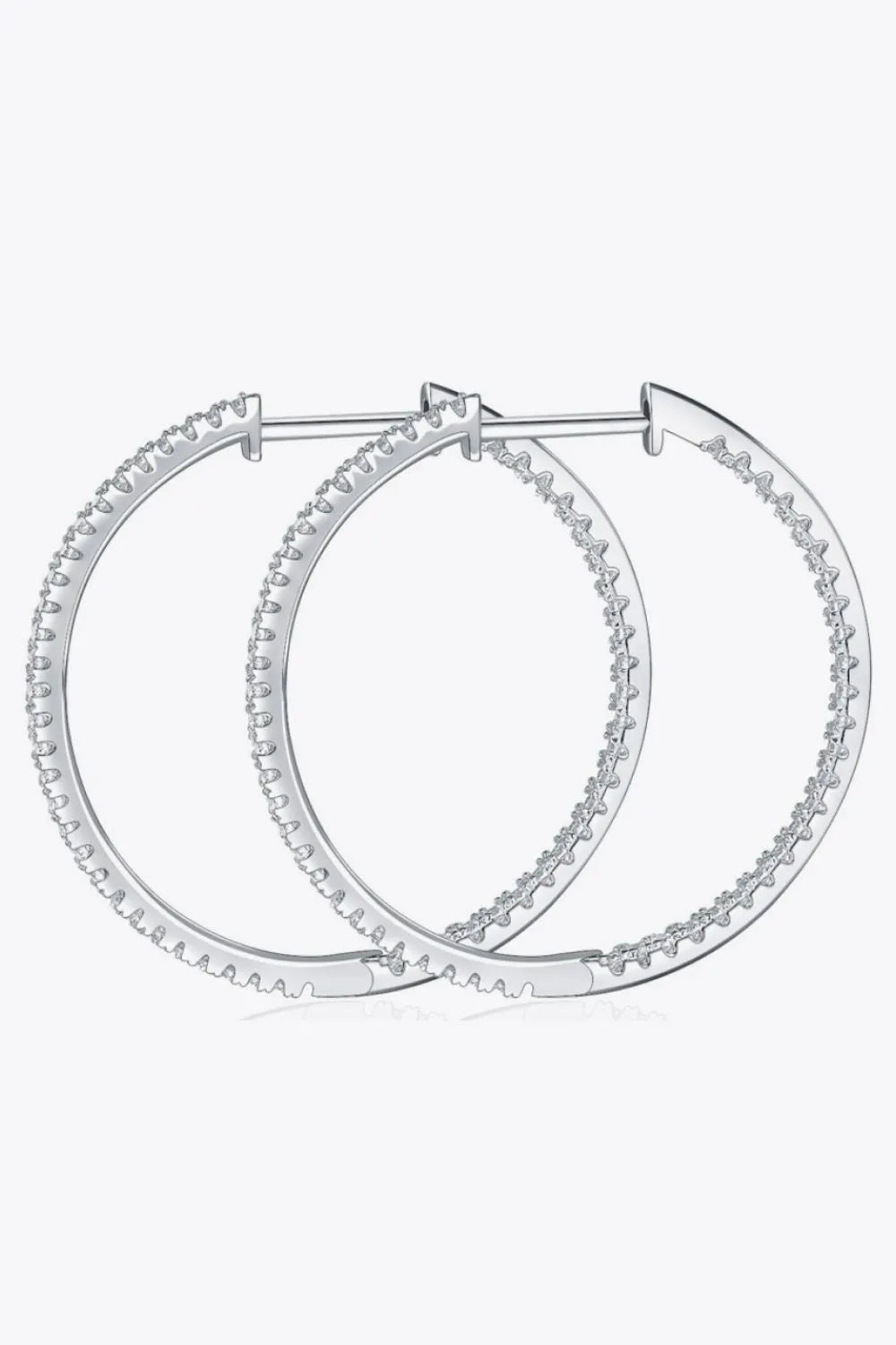 Adored Inlaid Moissanite 925 Sterling Silver Hoop Earrings | Silver Hoops Daverri Fashions