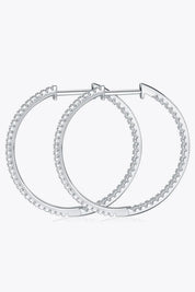 Adored Inlaid Moissanite 925 Sterling Silver Hoop Earrings | Silver Hoops Daverri Fashions