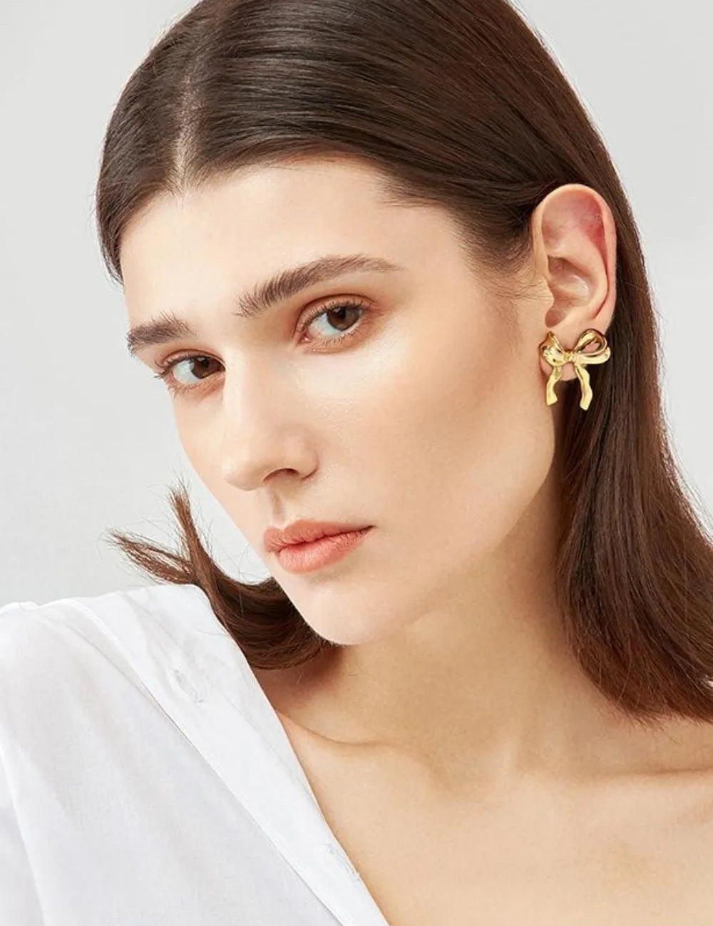 Gold Plated Bow Stud Earrings | Earrings Daverri Fashions