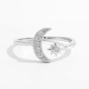 Silver 925 Sterling Silver Moon Open Ring | Rings Daverri Fashions