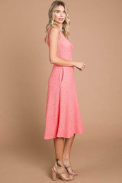 Culture Code Texture Square Neck Tank Dress with Pockets | Tank Dresses Daverri Fashions