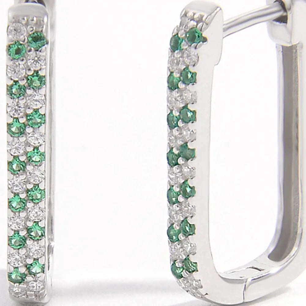 925 Sterling Silver Inlaid Zircon Earrings | Earrings Daverri Fashions