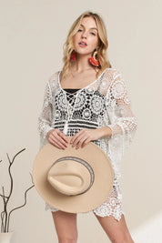 ADORA Front Lace Up Crochet Cover Up | Cover-Ups Daverri Fashions