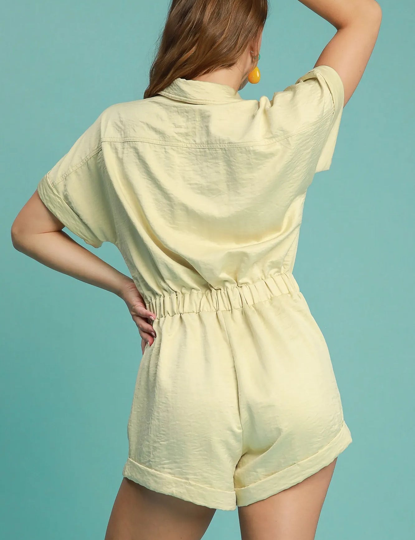 Umgee Button Down Charmeuse Romper | Daverri Fashions
