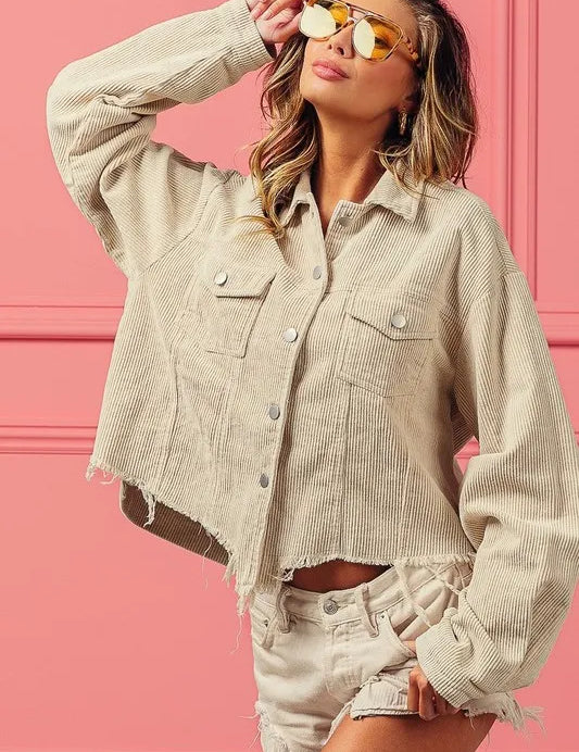 BiBi Vintage Washed Corduroy Jacket | Jackets Daverri Fashions
