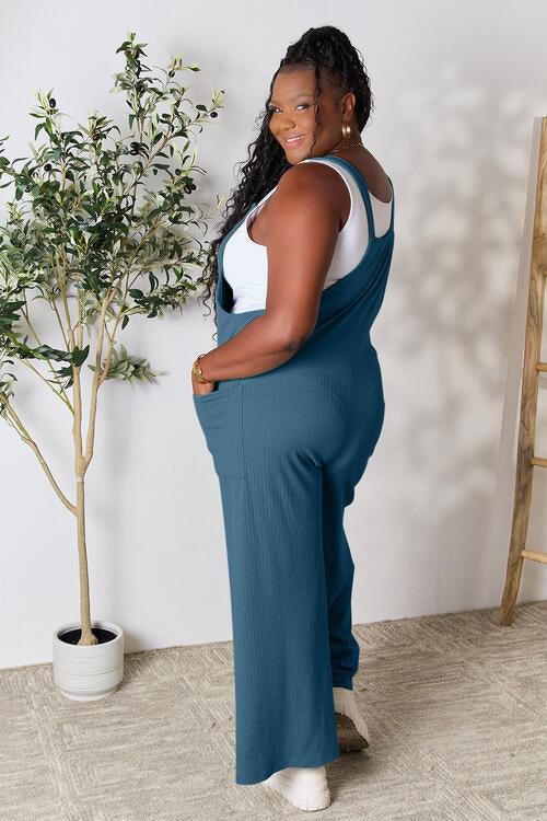 Double Take Full Size Wide Strap Overall with Pockets | Overalls Daverri Fashions