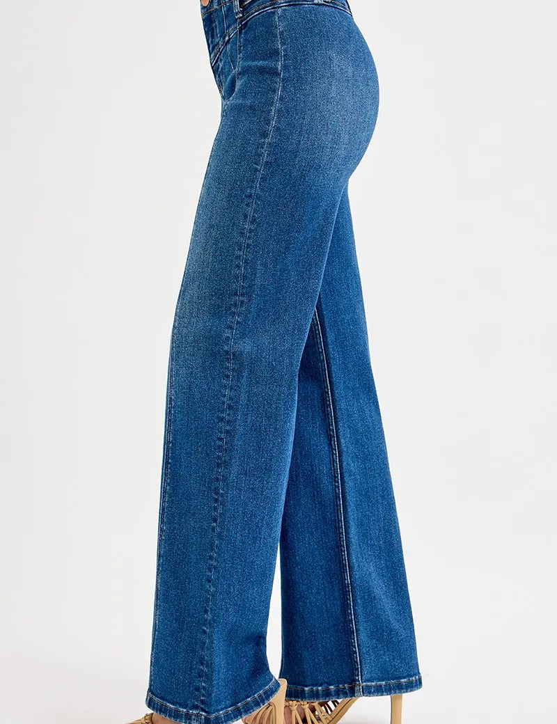 RISEN Seam Detail Wide Leg Jeans | Jeans Daverri Fashions