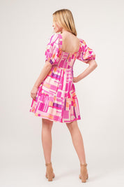 And The Why Color Block Puff Sleeve Dress | Daverri Fashions