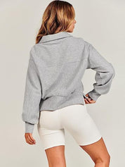 Half Zip Up Collared Sweatshirt | Sweatshirts Daverri Fashions