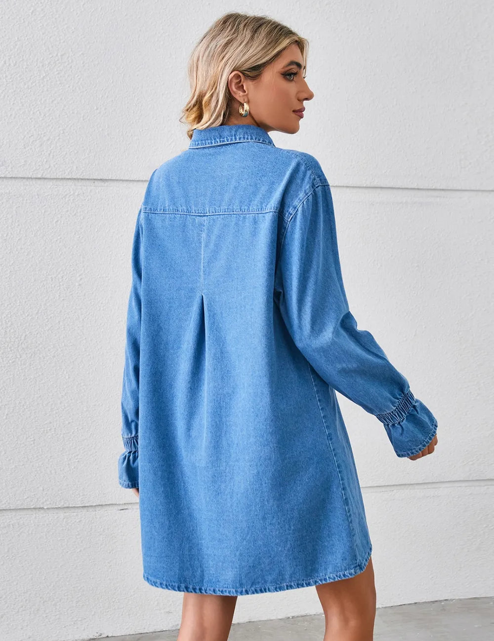 Pocketed Dropped Shoulder Mini Denim Dress | Dresses Daverri Fashions