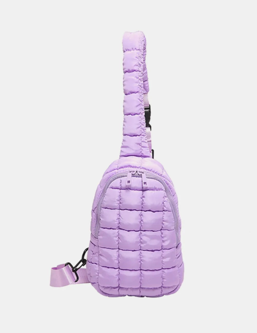 Pink Purple One Size Quilted Nylon Crossbody Bag | Cross Body Bags Daverri Fashions