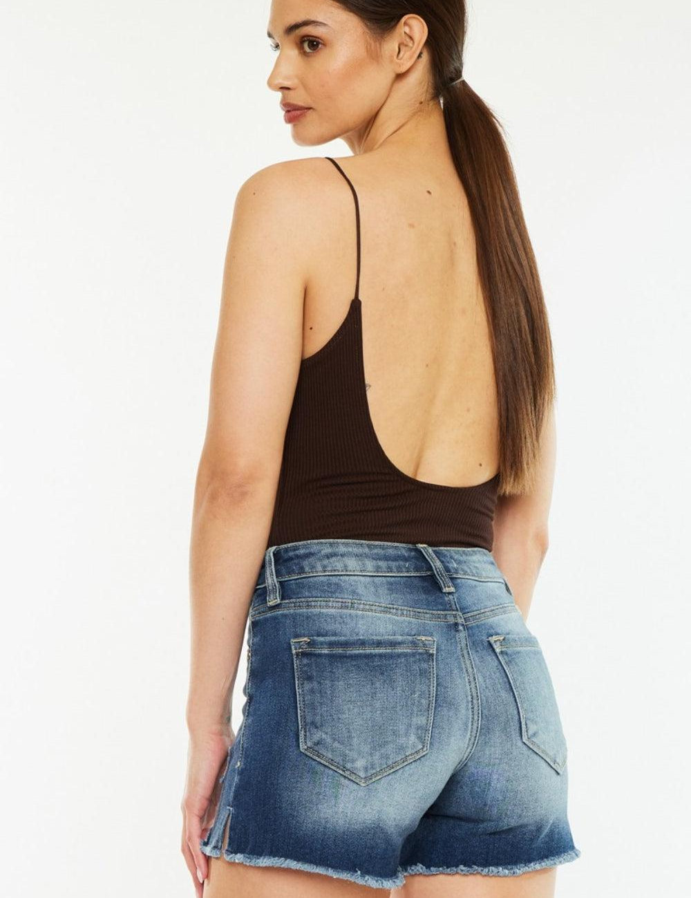 Kancan High Waist Raw Hem Denim Shorts | Denim Shorts Daverri Fashions