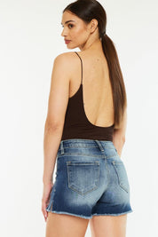 Kancan High Waist Raw Hem Denim Shorts | Denim Shorts Daverri Fashions