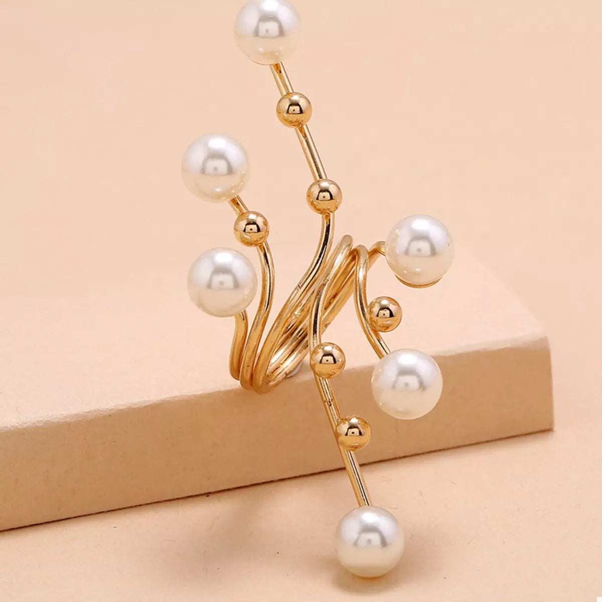Alloy Pearl Bypass Ring | Rings Daverri Fashions