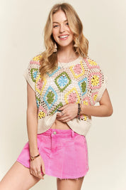 NATURAL ADORA Multicolor Crochet Top | Sweaters Daverri Fashions