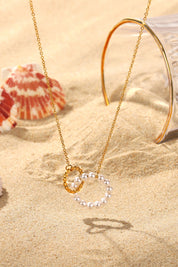 White Gold One Size Pearl Hoop Link Pendant Necklace | Necklaces Daverri Fashions