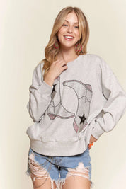ADORA Rhinestone Accent Casual Sweatshirt | Sweatshirts Daverri Fashions