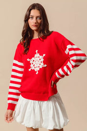 SO ME Christmas Snowflake Crochet Embellished Sweater | Sweaters Daverri Fashions