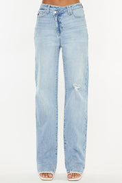 Kancan Distressed High Waist Straight Jeans | Daverri Fashions