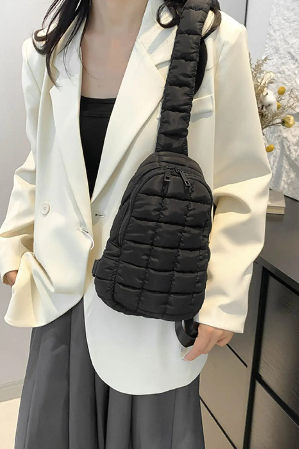 Quilted Nylon Crossbody Bag | Cross Body Bags Daverri Fashions