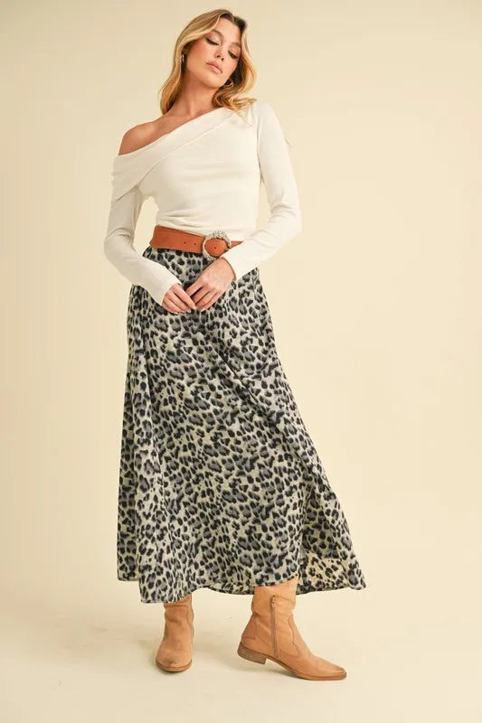 Aemi+Co Leopard Midi Skirt | Daverri Fashions