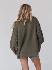 Round Neck Oversized Knit Top with Relaxed Fit | Tops Daverri Fashions