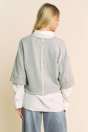 Davi & Dani Faux Layered French Terry Contrast Top | Tops Daverri Fashions