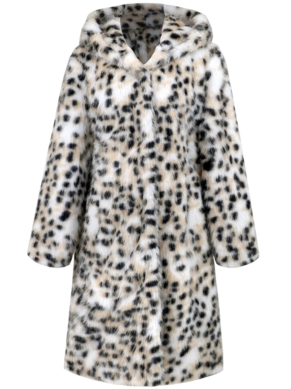 Thermal Leopard Faux Fur Hooded Coat | Coats Daverri Fashions